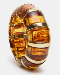 RESIN STRETCH BANGLE BRACELET BROWN