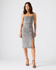 EMBELLISHED GISELLE DENIM DRESS FOG