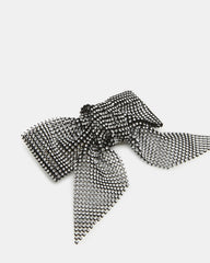 RHINESTONE MESH HAIR BOW BLACK/SILVER