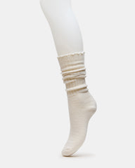2 PACK SUPER SOFT LETTUCE EDGE SOCKS IVORY/BURGUNDY